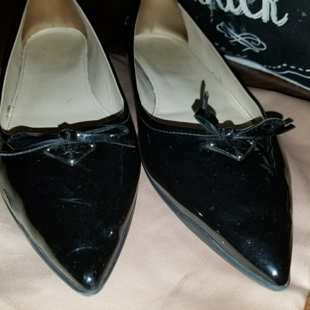 SOLD Prada Black Patent Leather Flats US 10 - Picture 2 of 8